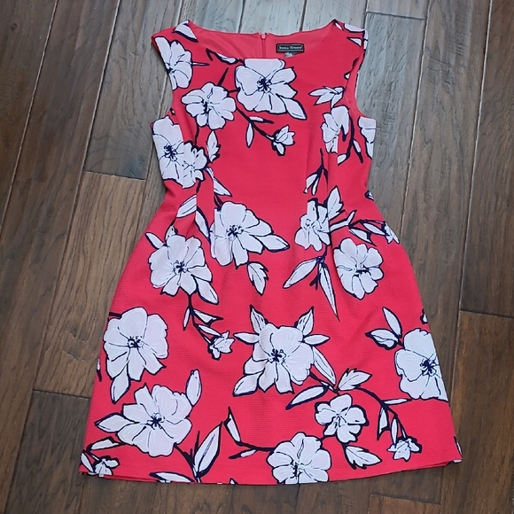 Jessica Howard Sleeveless Hot Pink with White & Blue Floral Print Dress size 14 - Picture 1 of 9